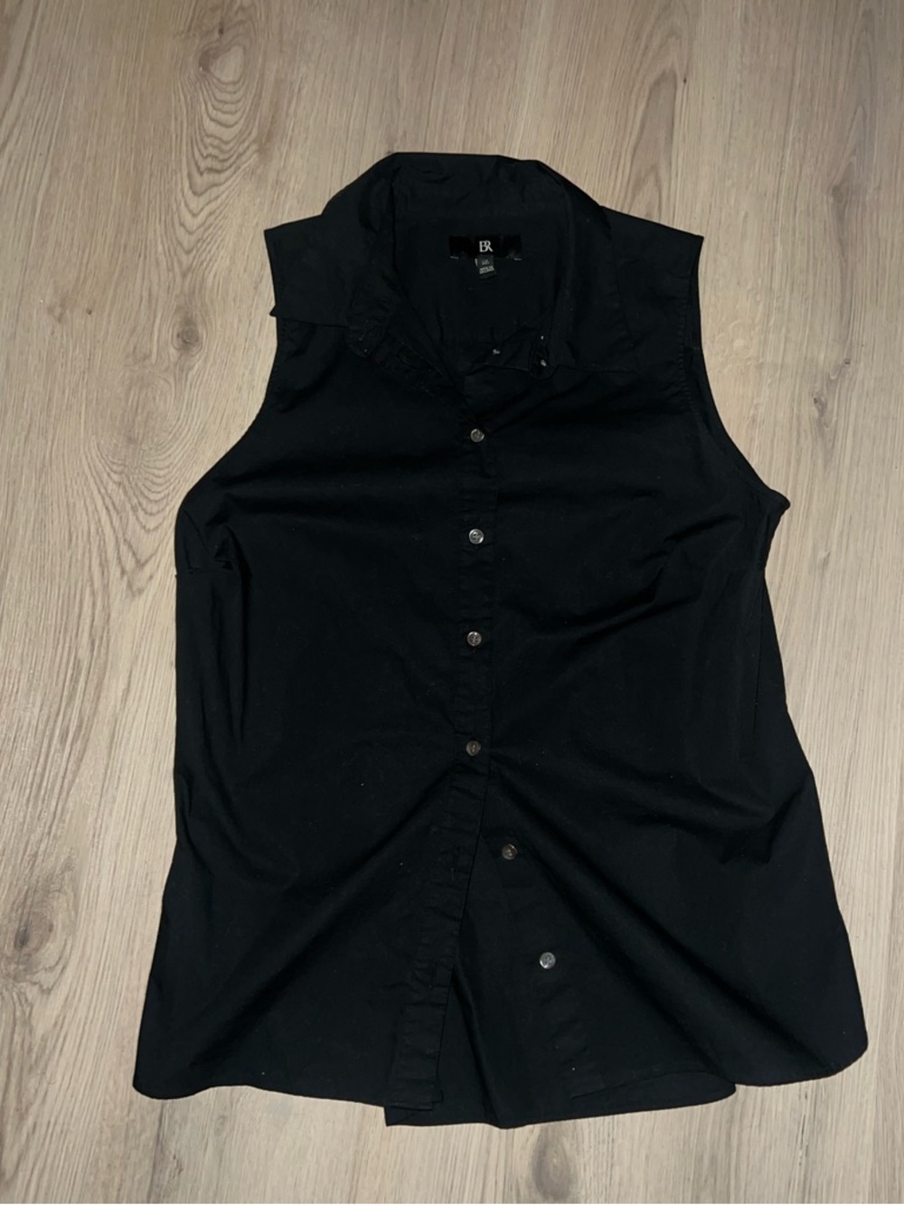 Banana Republic Sleeveless Black Button Down Collared Shirt 14 Tall